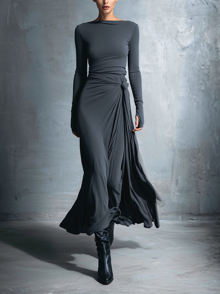 Isabella - Abito maxi con nodo laterale