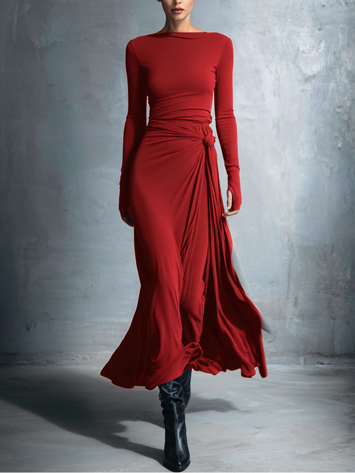 Isabella - Abito maxi con nodo laterale