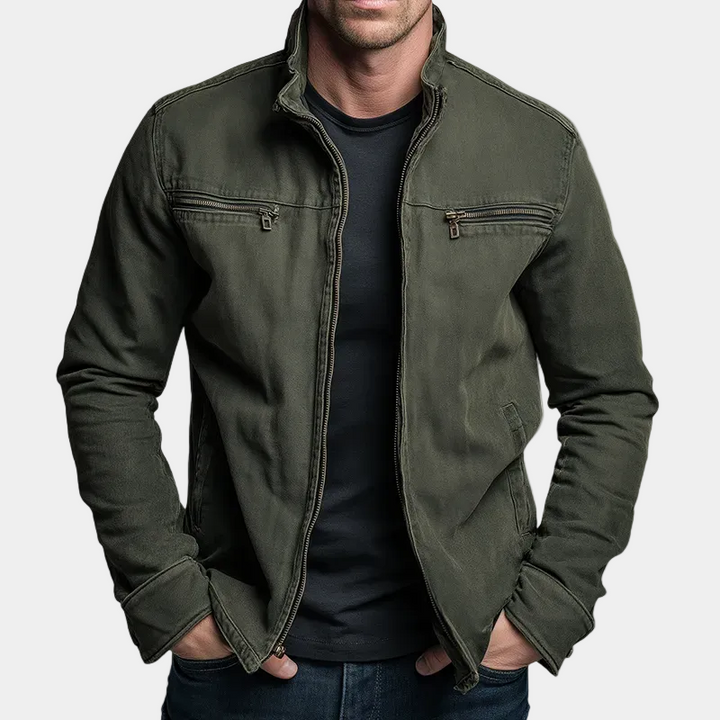 Giacca Denvera Vittorio in Cotone Vintage con Chiusura a Zip