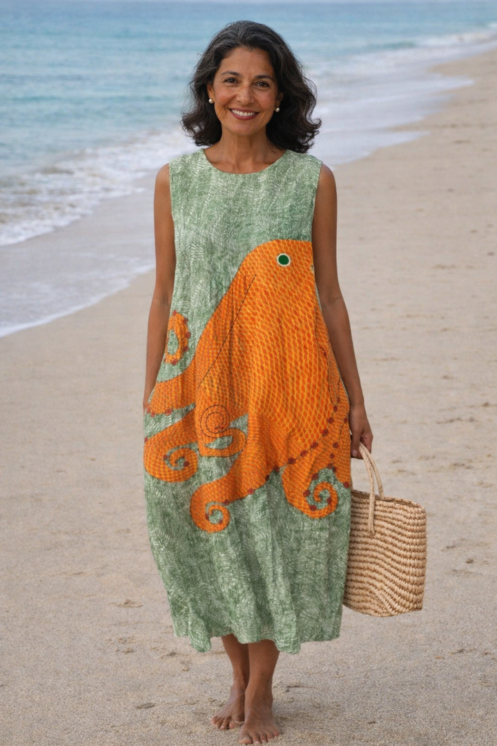 Teresa | Abito midi in stile oceanico