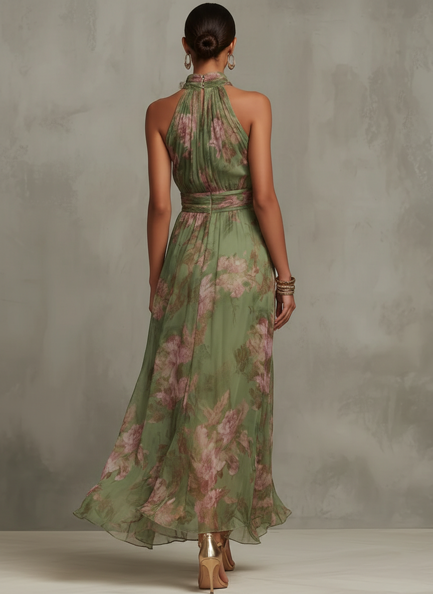 Annalisa - Abito Maxi Halter Floreale Elegante